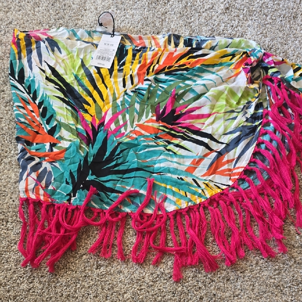 SHADE AND SHORE ● FLORAL NEW WITH TAGS WOMENS SARONG TROPICAL VACATION RESORT